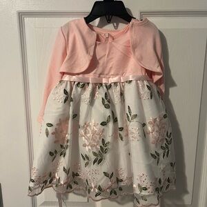 Pink and White Floral Kids Dress